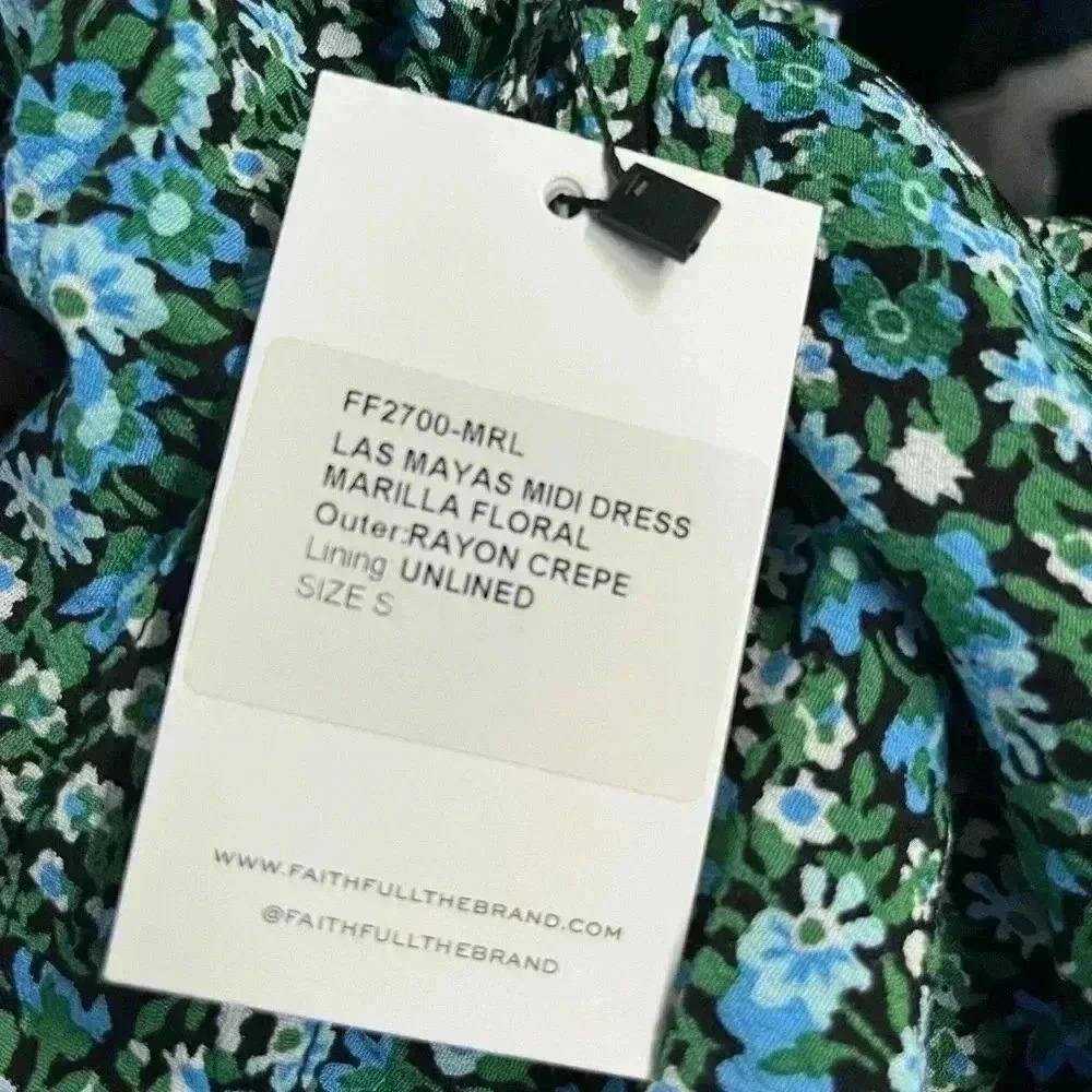 NWT Faithfull the Brand Las Mayas Tie Waist Midi Dress Marilla Floral S - Picture 6 of 6